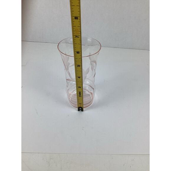 Pink Flower Etched Small Juice Glasses Depression Glass 3.5" Set Of 5 - Picture 4 of 4